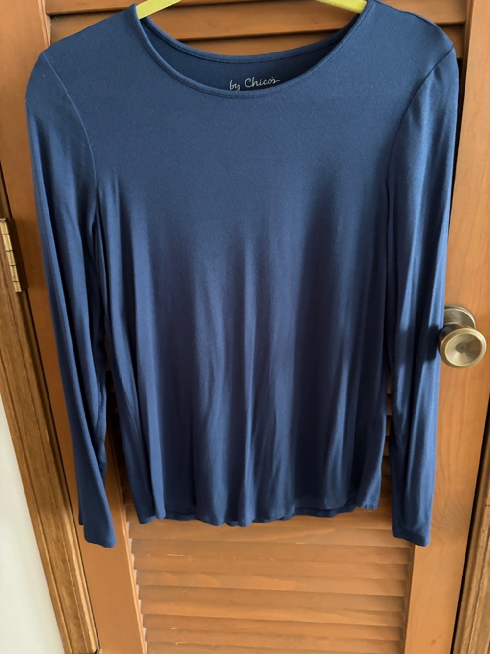Chico's Navy Blue Long-Sleeve Scoop Neck Top